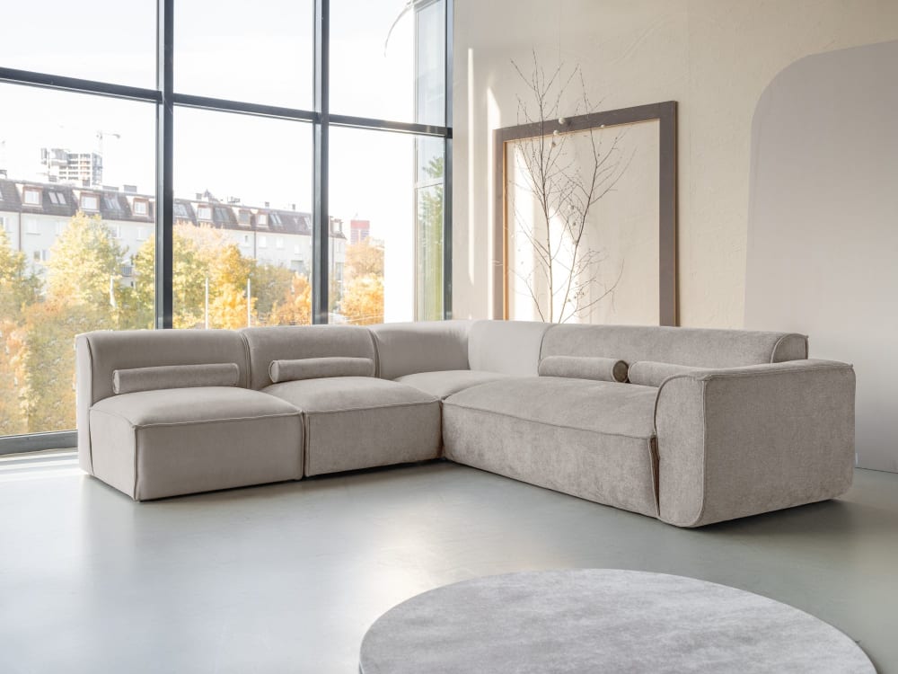 Modulares 7-Sitzer Ecksofa, links, Dunkelbeige - Maisons Du Monde