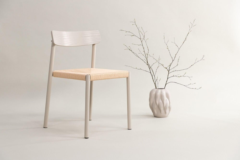 Holzstuhl Malmön mit Sitz aus Holzgeflecht, Greige / beige -