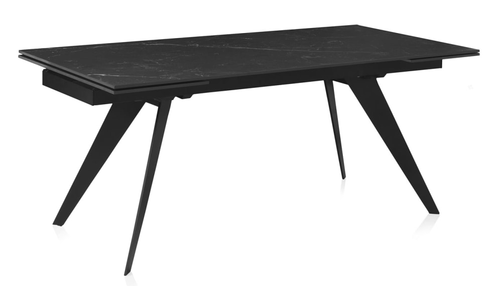 GEESE HOME Schwarz ausziehbarer Keramiktisch 180/260x95 mit schwarz Metallgestell - Keramik