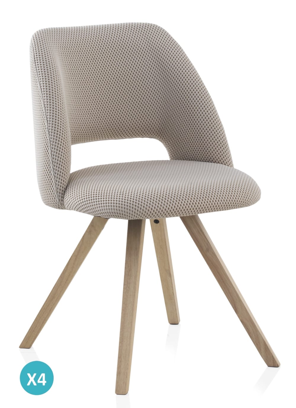 Lot de 4 chaises tapissées en nid d'abeille beige