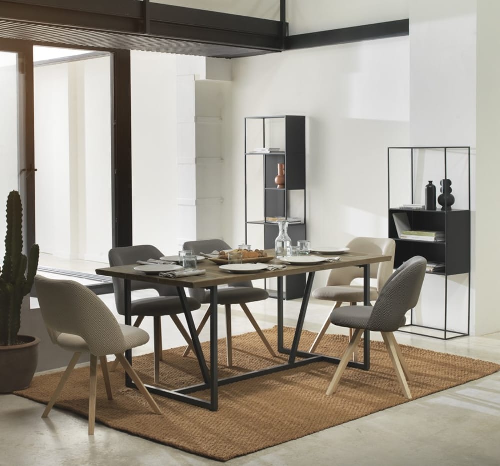 Lot de 4 chaises tapissées en nid d'abeille beige