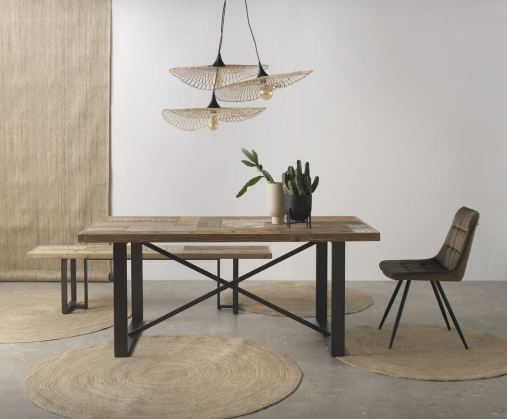 Lot de 2 chaises tapissées marron avec pieds métalliques noirs