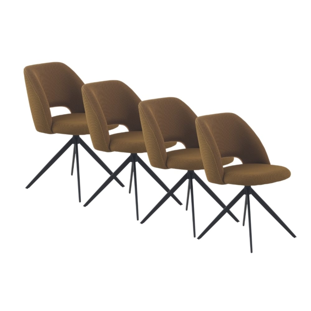 Lot de 4 chaises nid d'abeille pivotantes tapissées moutarde
