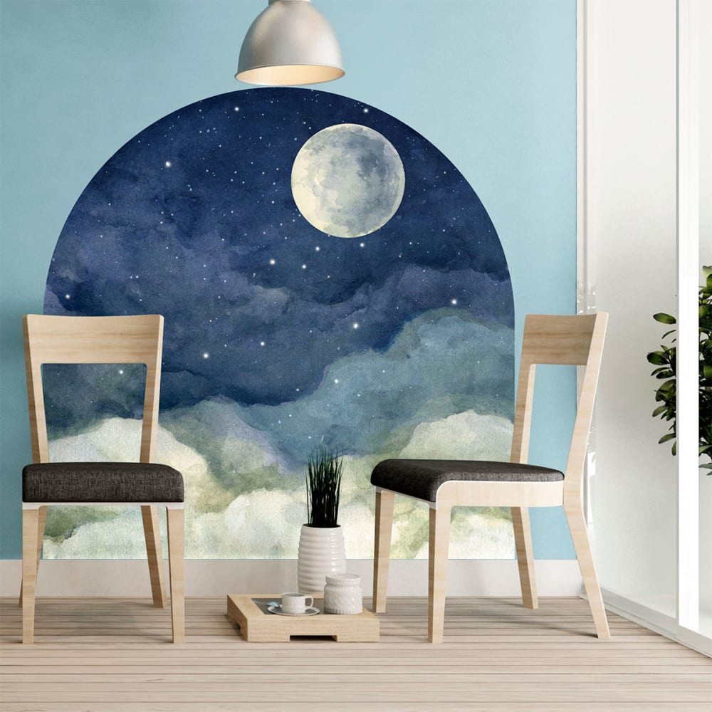 Papier Peint nuit au claire de la lune 60x60cm