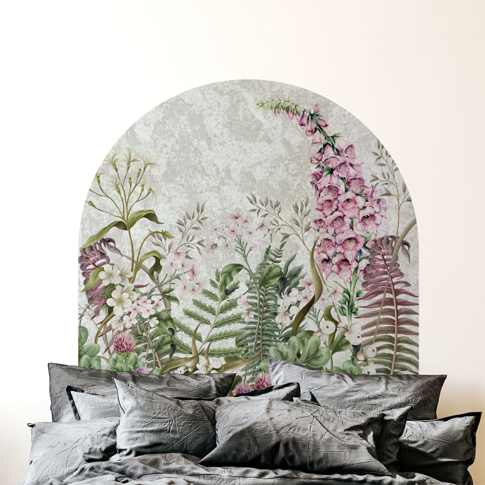 Papier Peint arche composition florale sur béton 90x90cm