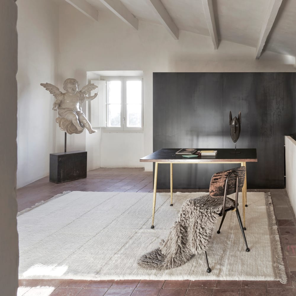 Tapis lavable en laine blanc 200x300