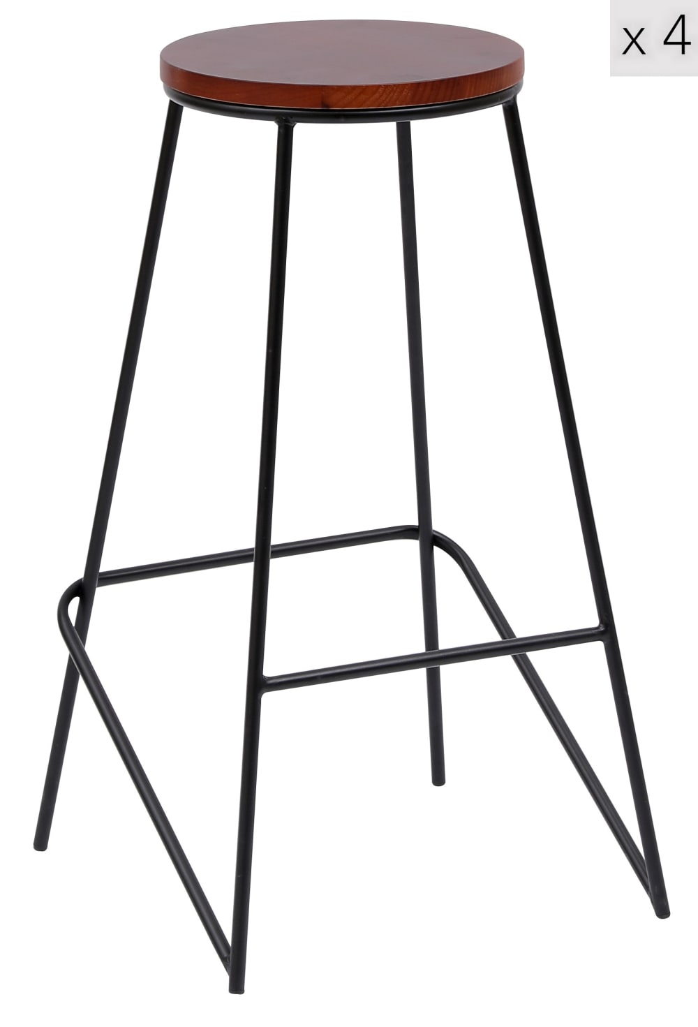Lot de 4 tabourets de bar en métal et frêne naturel - Maisons du Monde