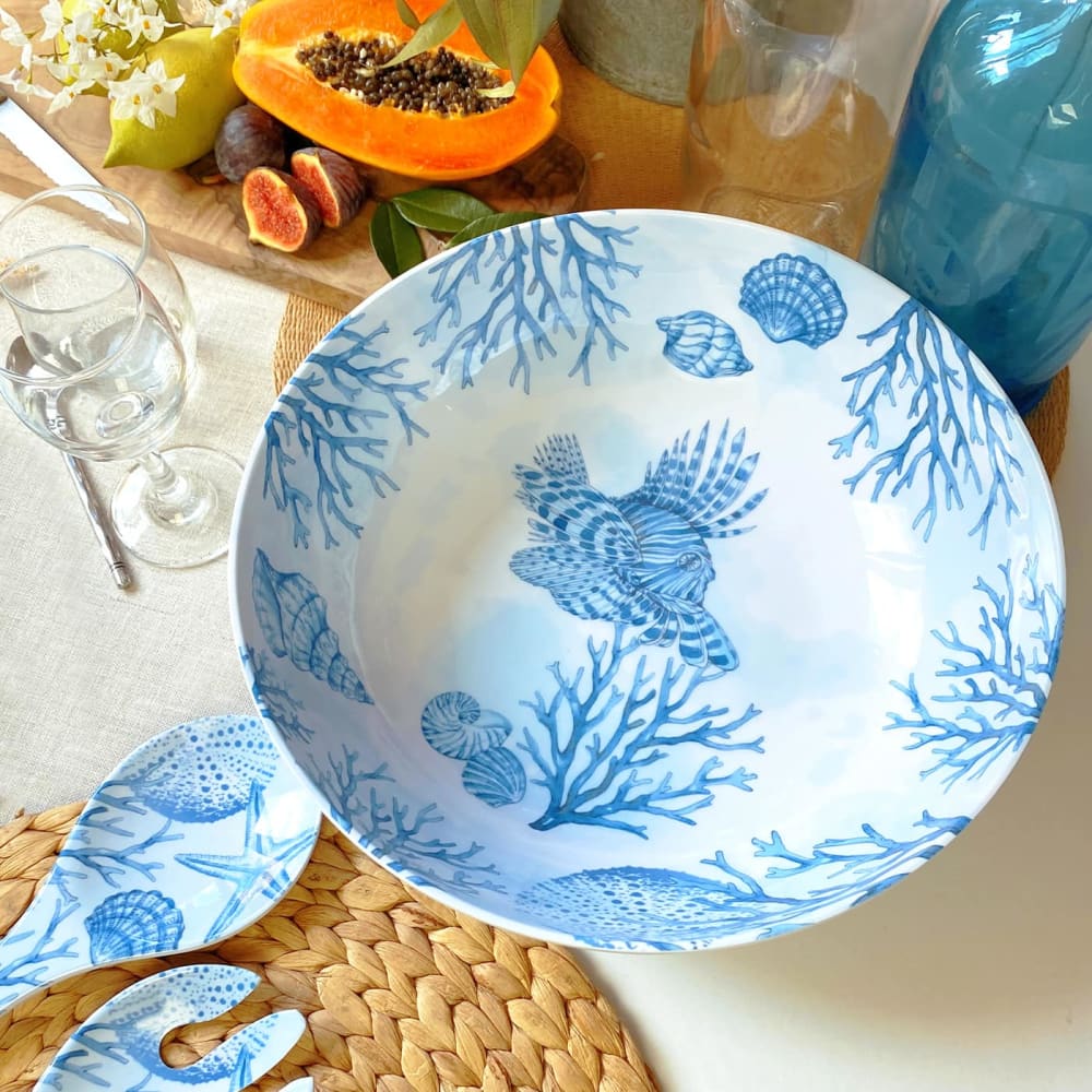 Grand saladier en mélamine pure 31 cm en imprimé coraux - Maisons du Monde