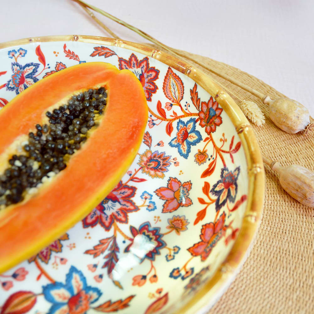 Saladier profond en mélamine décoré par des fleurs indiennes - Maisons du Monde