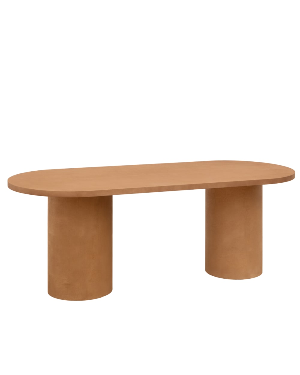 Table de salle à manger ovale en microciment teinte terracotta 200cm