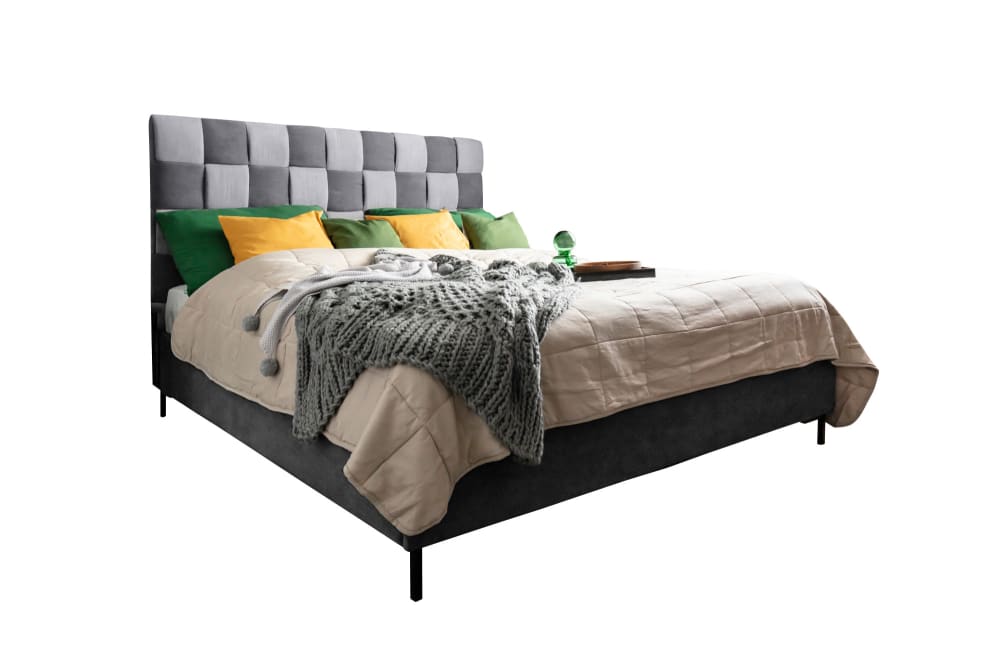MIUFORM Bett mit Polsterrahmen, Easy-Clean Velours, 180x200, Hellgrau/Grau style modern - Stoff