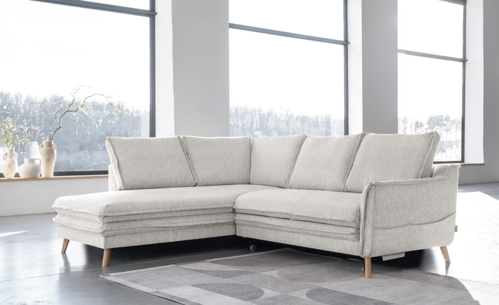 Canapé d'angle 6pl limited convertible, angle gauche, beige
