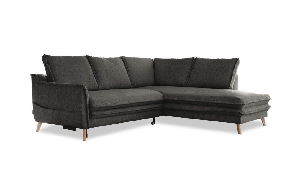 MIUFORM 6-Sitzer Ecksofa, Ecke rechts, Dunkelgrau style modern - Stoff