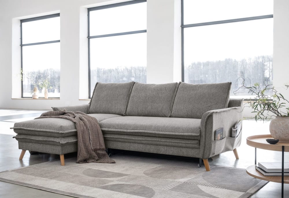 Canapé d'angle 4pl limited convertible, angle gauche, gris