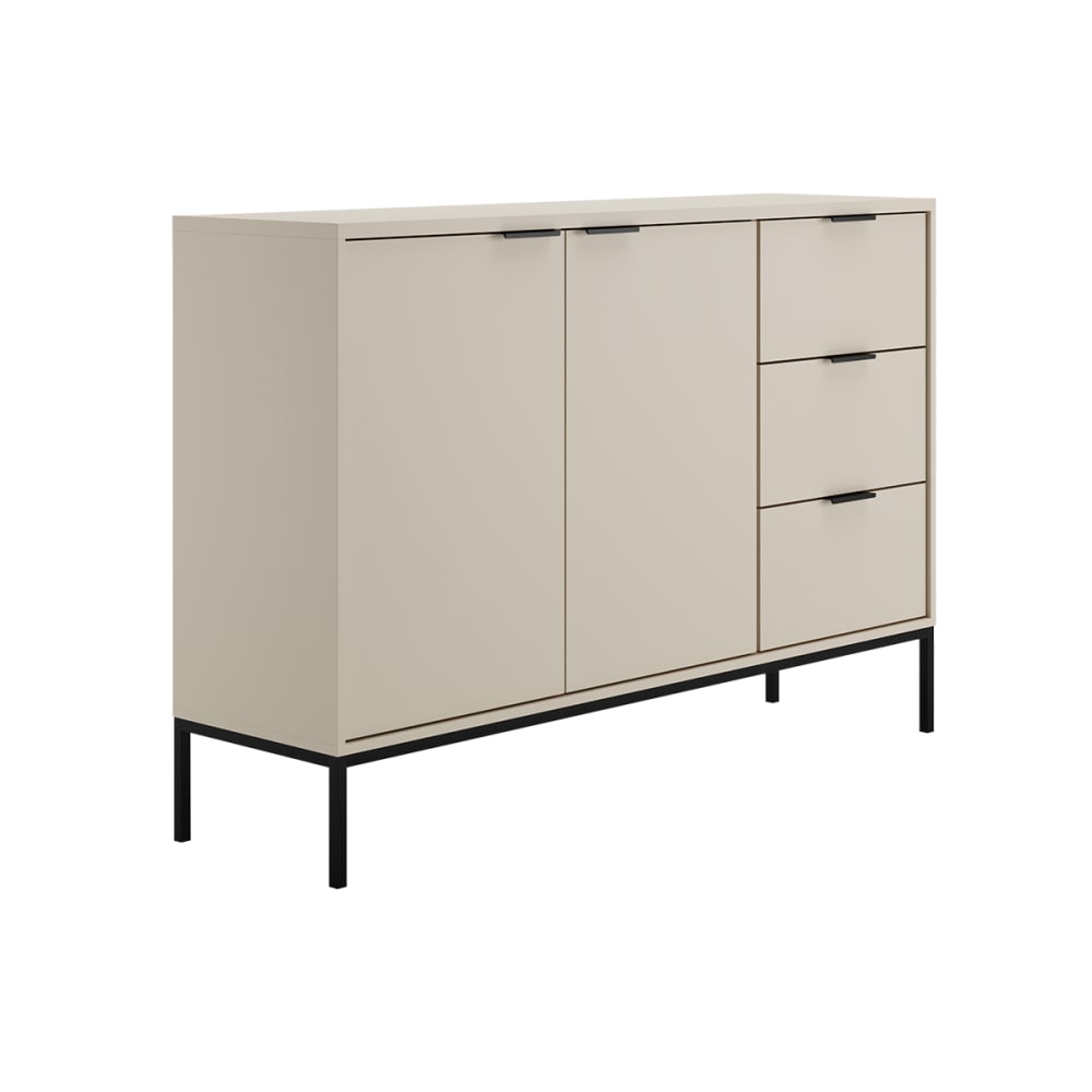 Buffet 2 portes 3 tiroirs panneaux de particules beige