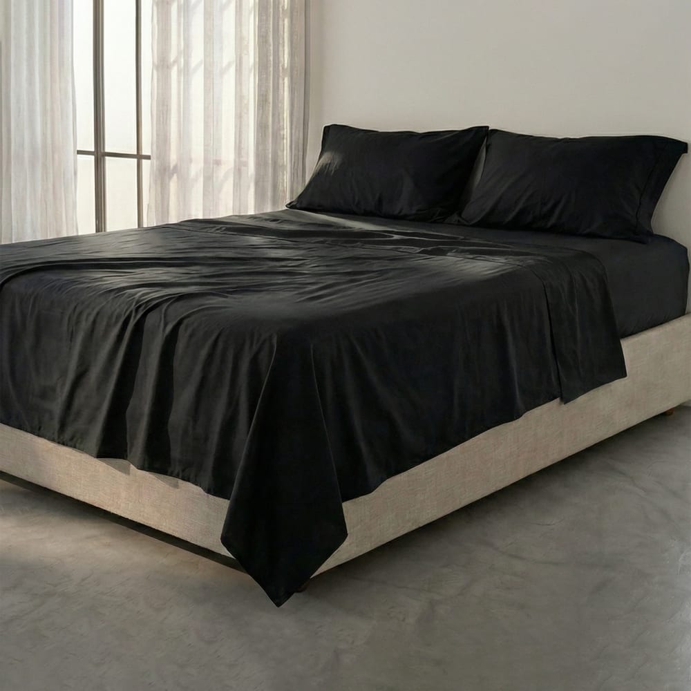 Drap 100% Coton Noir 210x270 cm