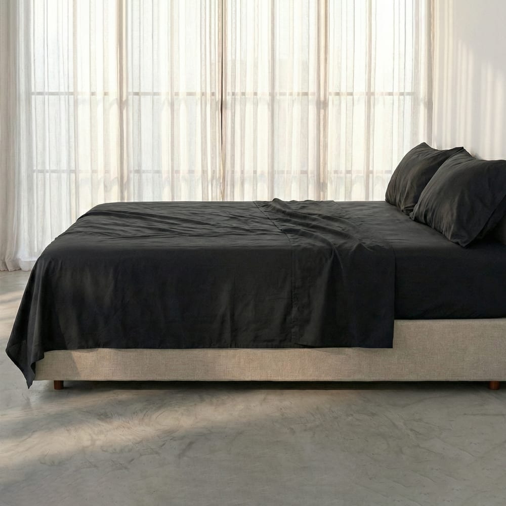 Drap 100% Coton Noir 210x270 cm — vue 3