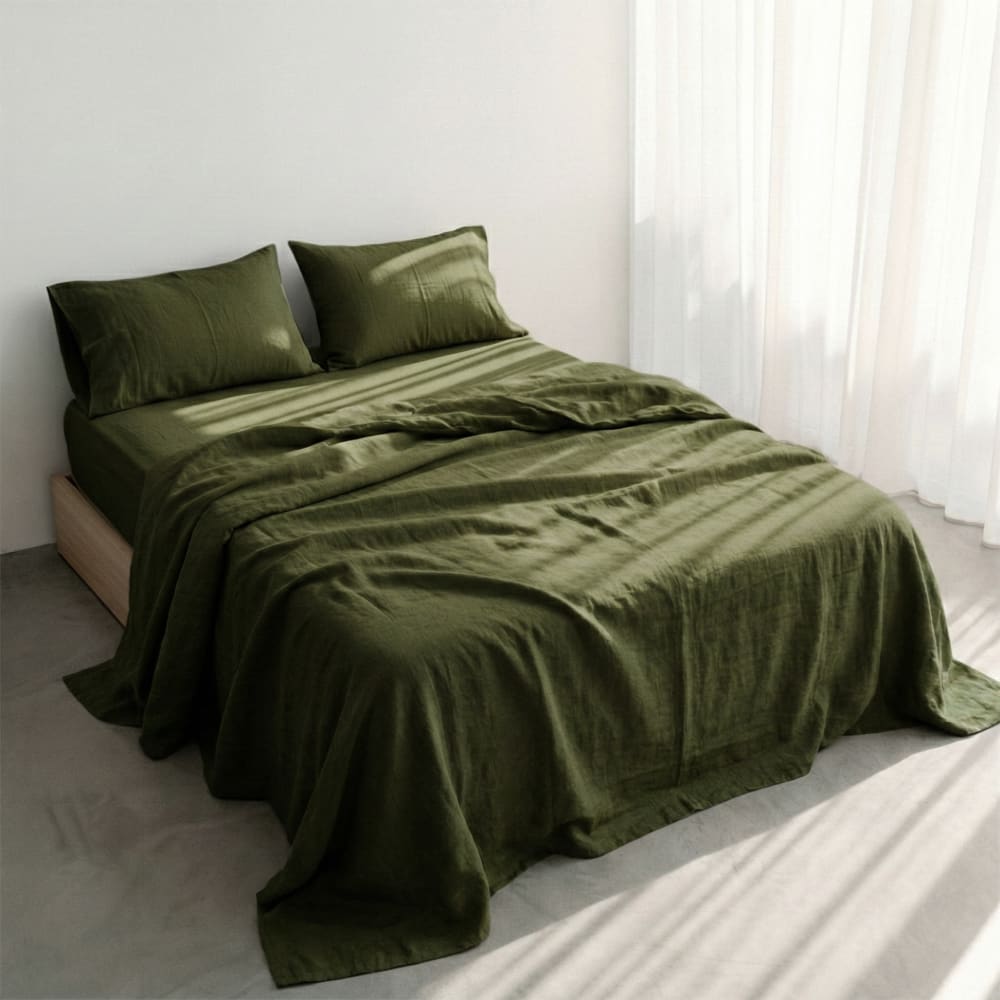 Drap 100% Coton Olive verte 260x270 cm
