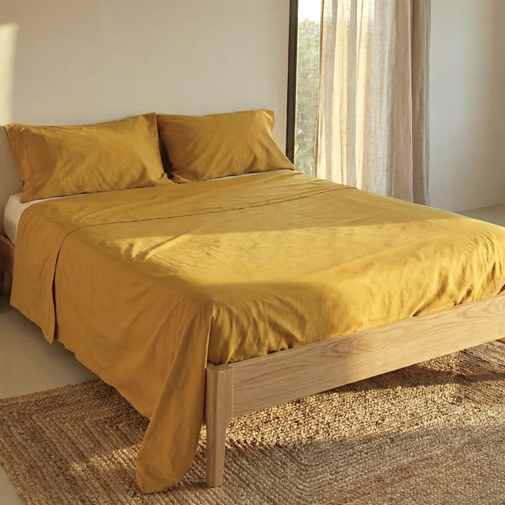 Drap 100% Coton Moutarde 210x270 cm