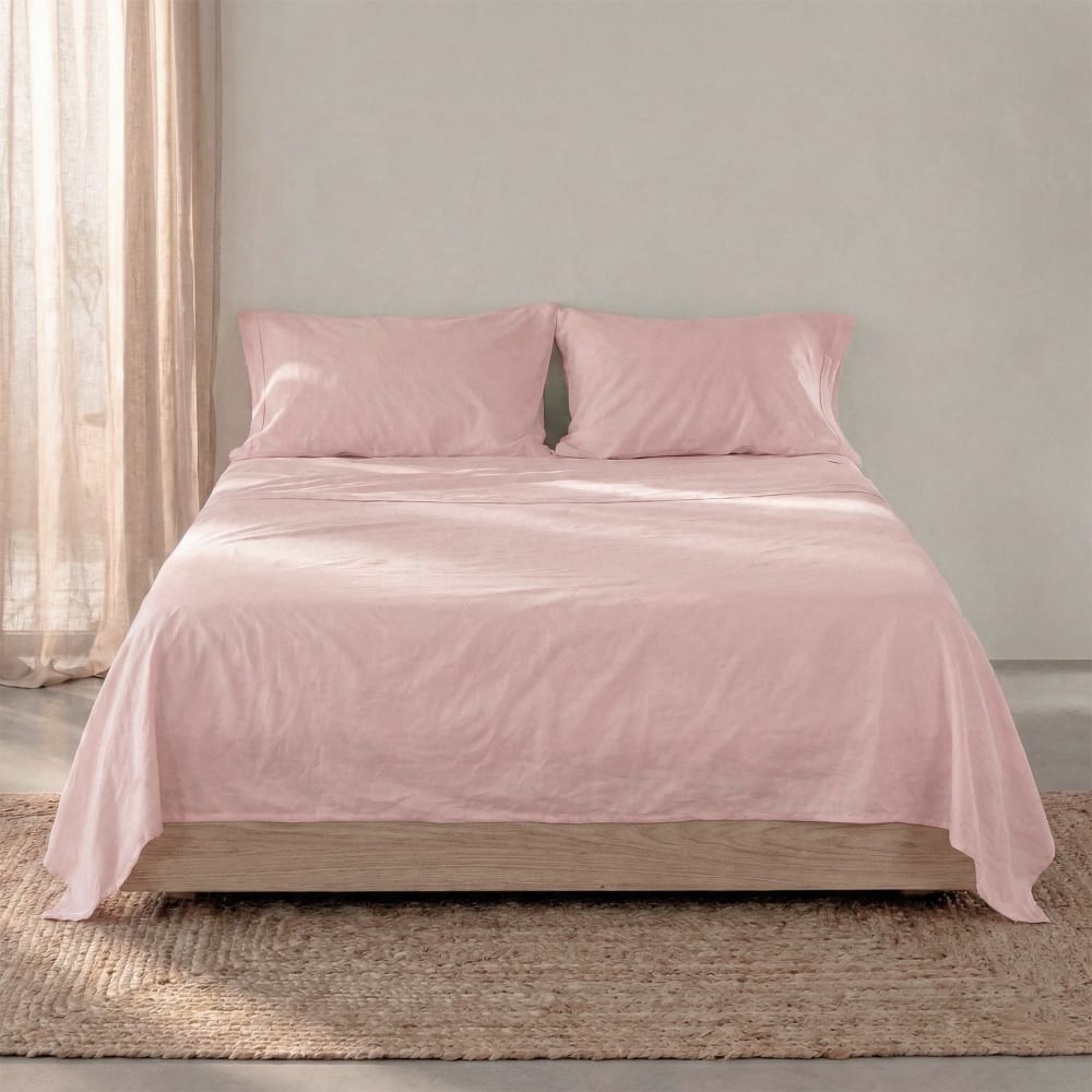 Drap 100% coton rose pâle 160x270 cm - Maisons du Monde