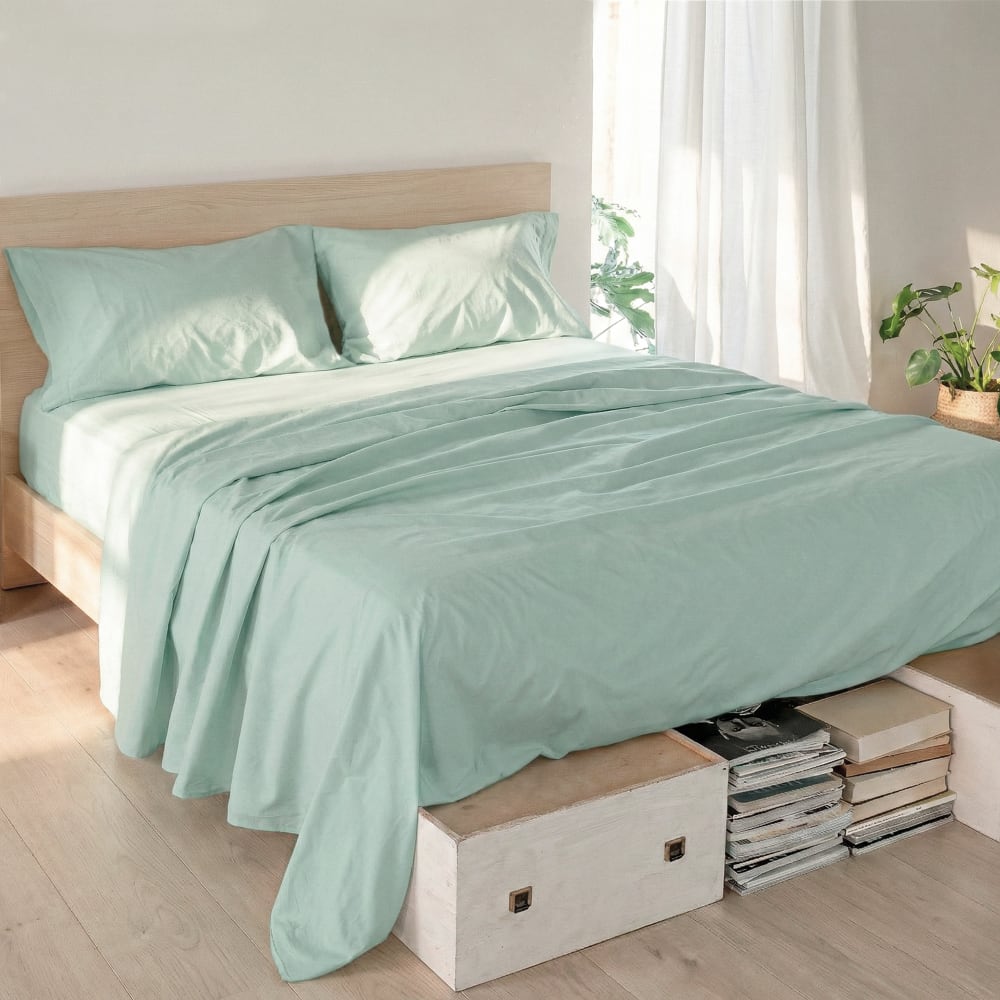 Drap 100% Coton Menthe 260x270 cm