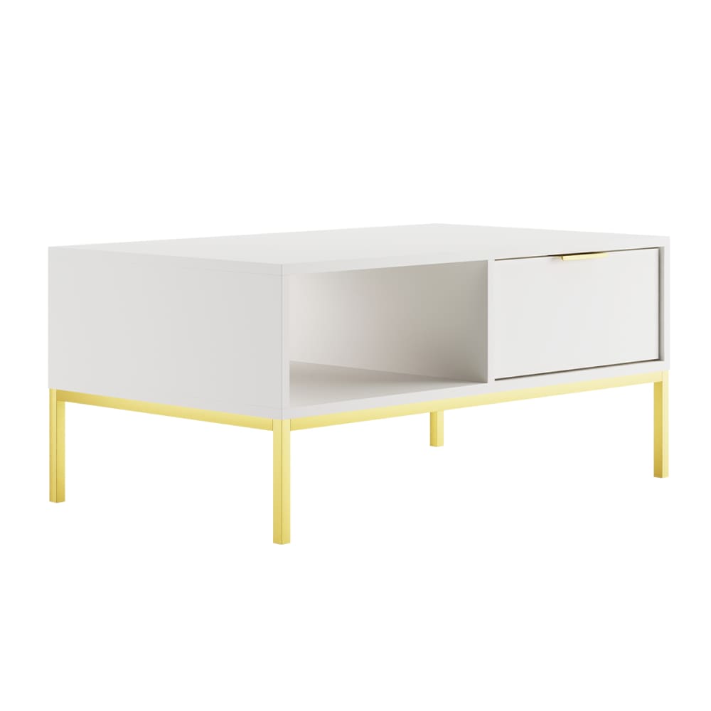 Table basse 100 cm panneaux de particules blanc - Maisons du Monde