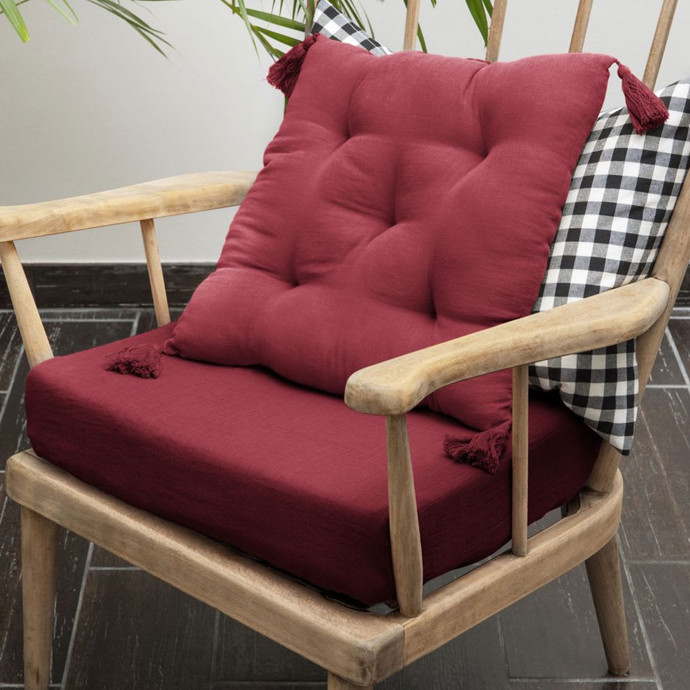 Coussin de chaise gaze de coton uni 40x40 cm - Maisons du Monde