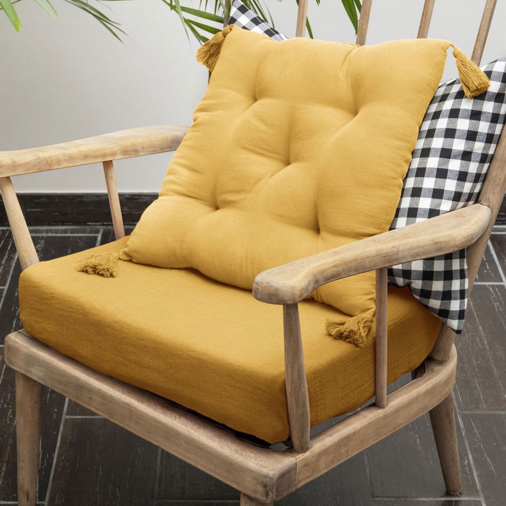 Coussin de chaise gaze de coton uni 40x40 cm - Maisons du Monde