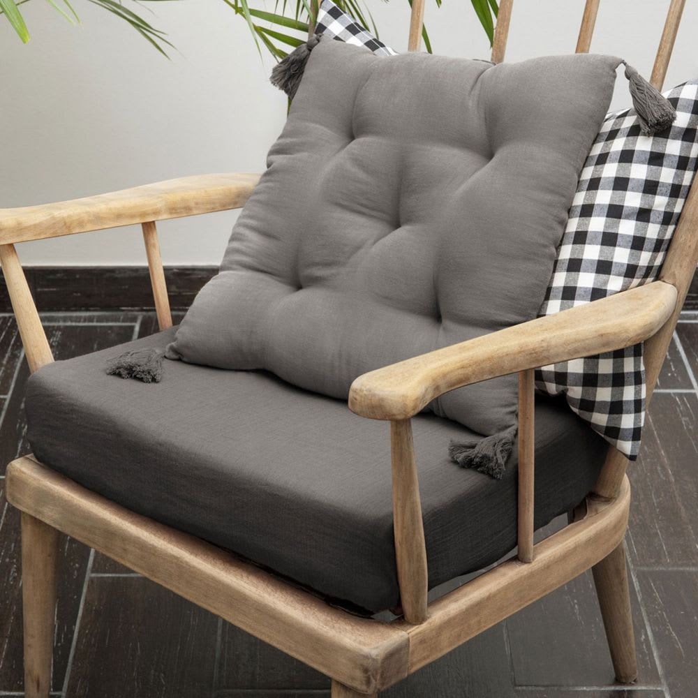 Coussin de chaise gaze de coton uni 40x40 cm - Maisons du Monde