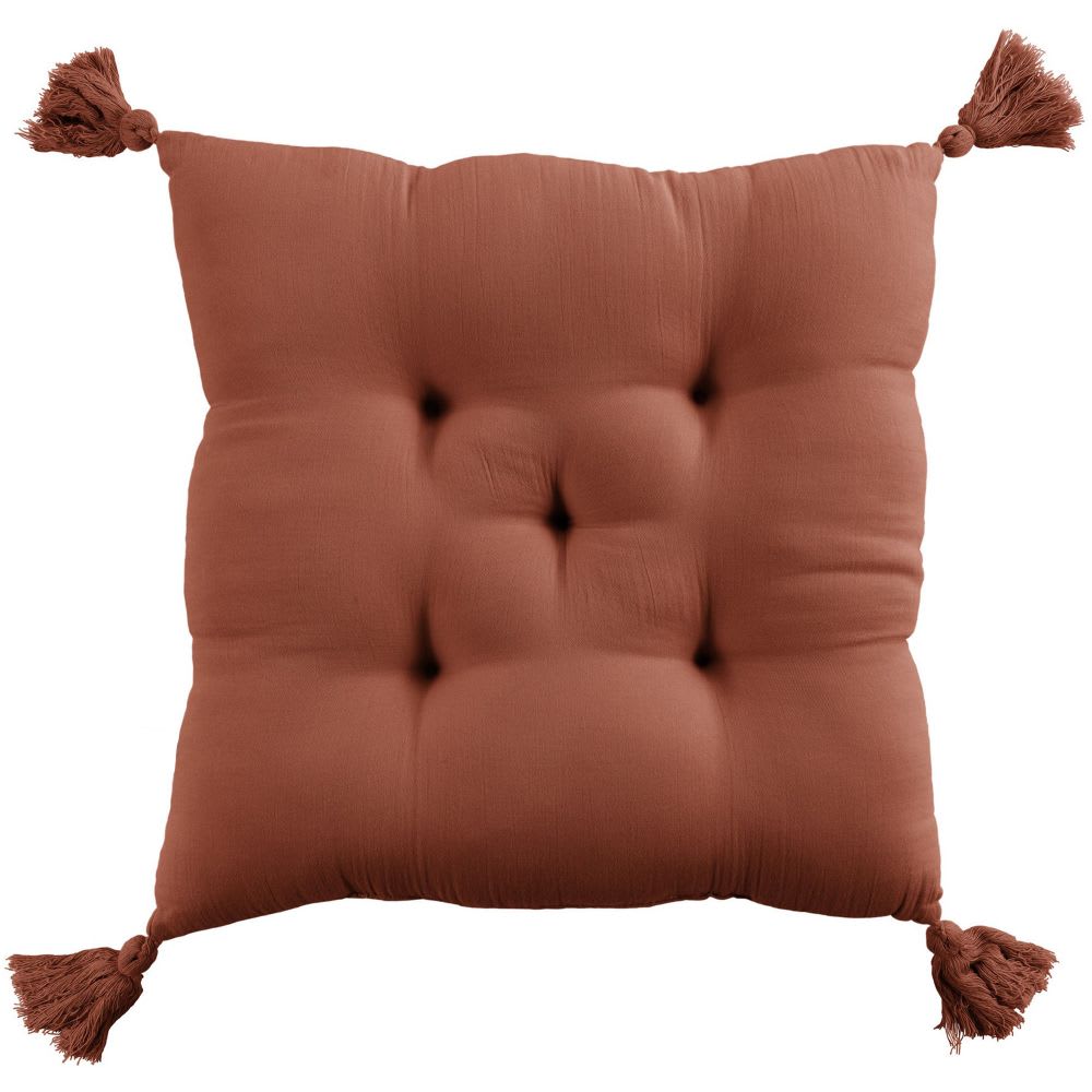 Housse De Rêve Coussin de chaise gaze de coton uni 40x40 cm style classique chic Orange