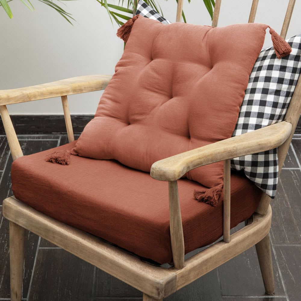 Coussin de chaise gaze de coton uni 40x40 cm - Maisons du Monde