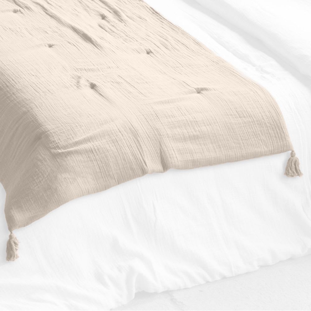 Bout de lit gaze de coton uni 90x200 cm - Maisons du Monde
