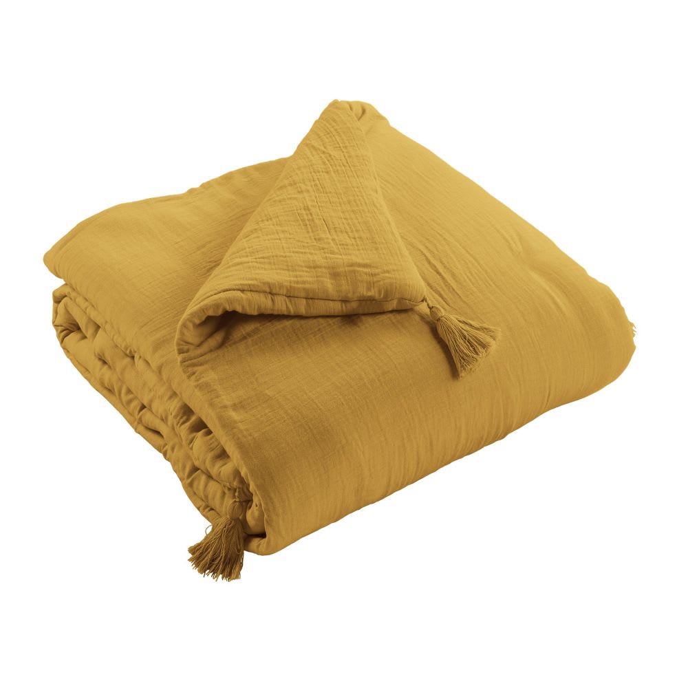 Edredon gaze de coton uni 150x150 cm