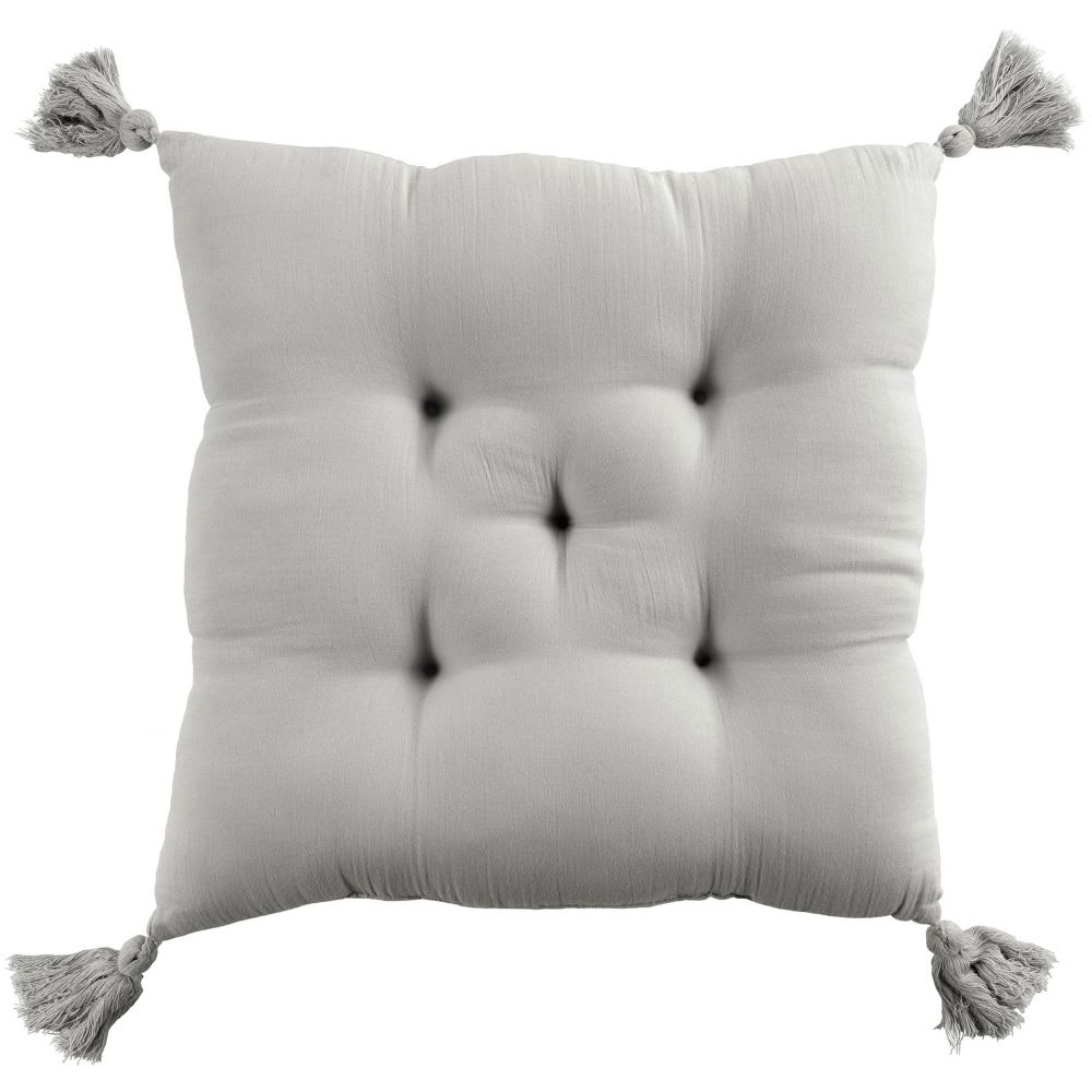 Housse De Rêve Coussin de chaise gaze de coton uni 40x40 cm style classique chic Gris