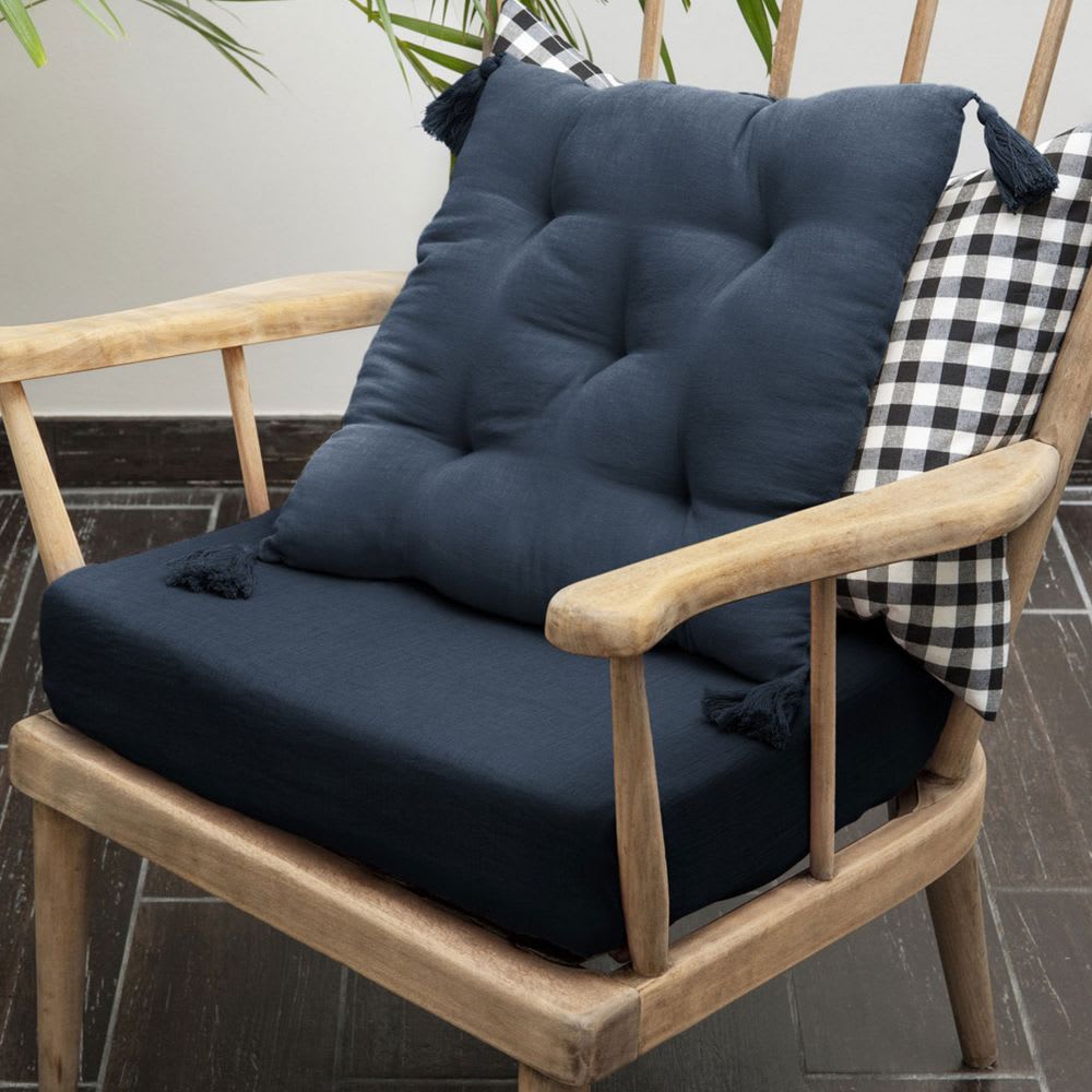 Coussin de chaise gaze de coton uni 40x40 cm - Maisons du Monde