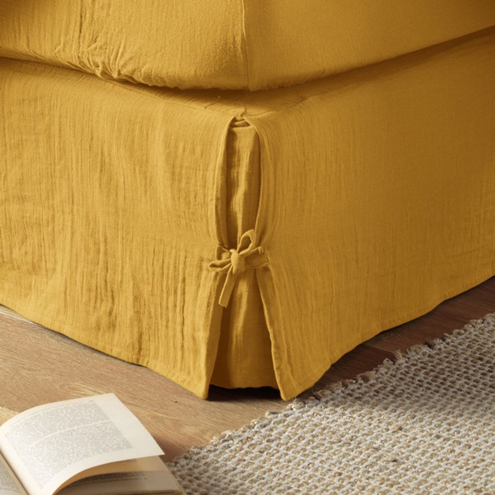 Cache sommier gaze de coton uni 180x200 cm - Maisons du Monde
