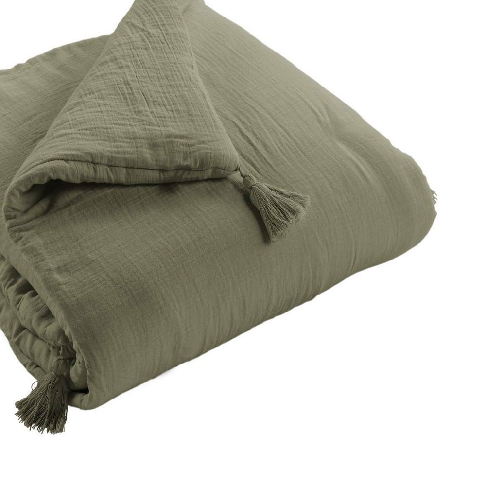 Edredon gaze de coton uni 150x150 cm - Maisons du Monde