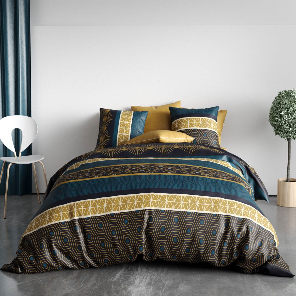 Parure de lit 2 places coton à motifs 220x240 cm