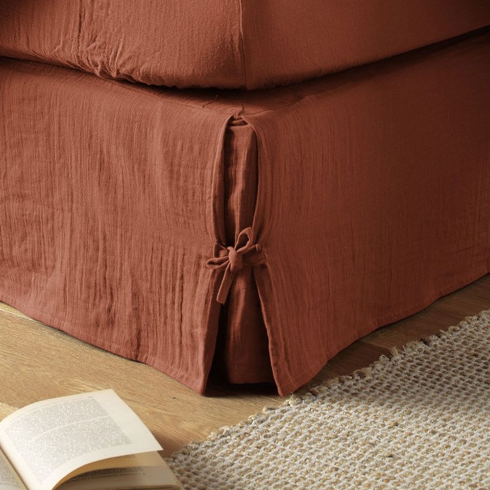 Cache sommier gaze de coton uni 90x190 cm - Maisons du Monde