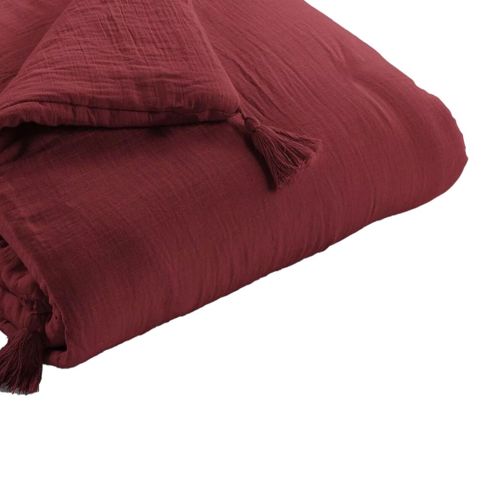 Edredon gaze de coton uni 150x150 cm - Maisons du Monde