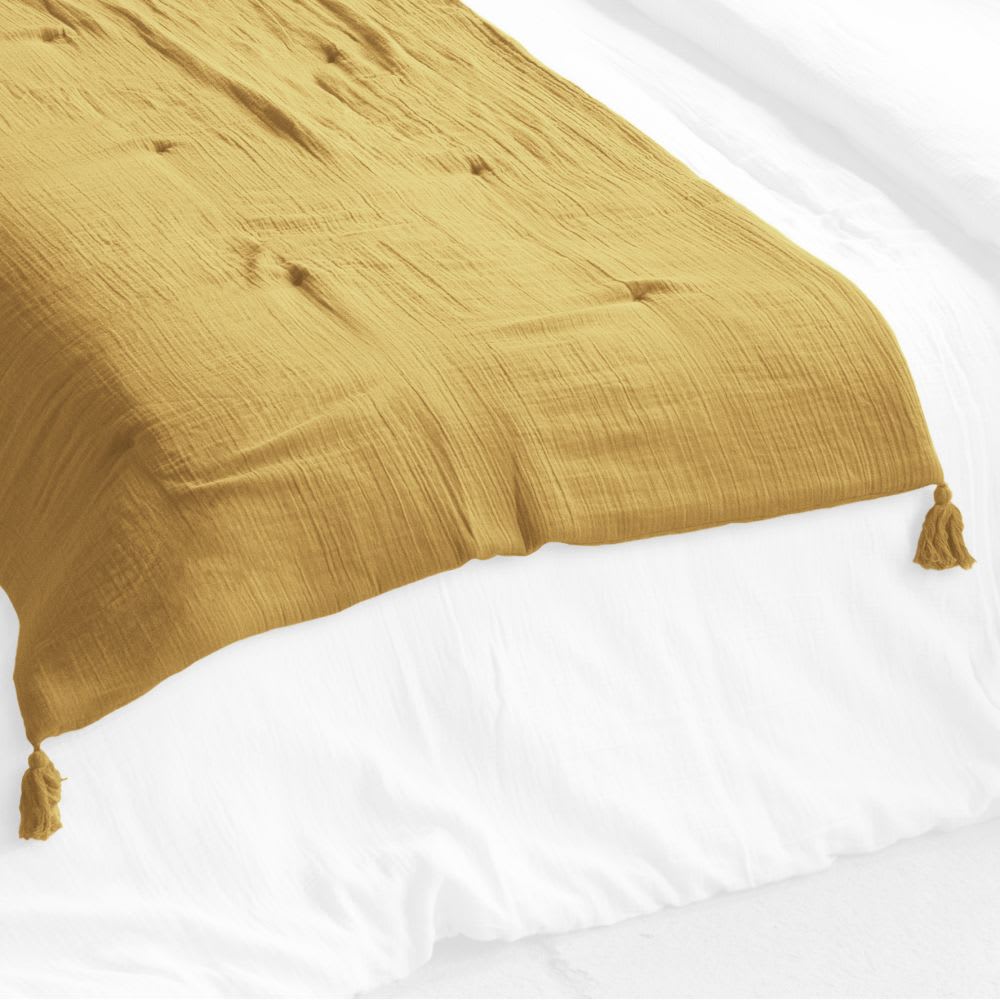 Bout de lit gaze de coton uni 90x200 cm - Maisons du Monde
