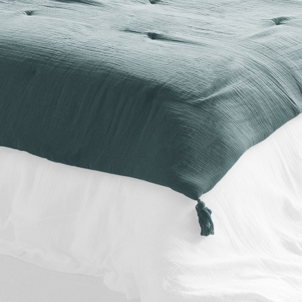 Edredon gaze de coton uni 150x150 cm - Maisons du Monde