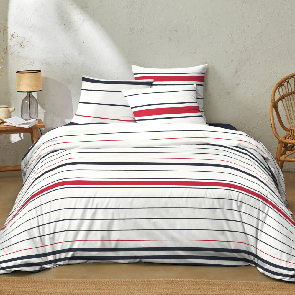 Parure housse de couette coton imprimée + 2 taies 260x240 cm - Maisons du Monde