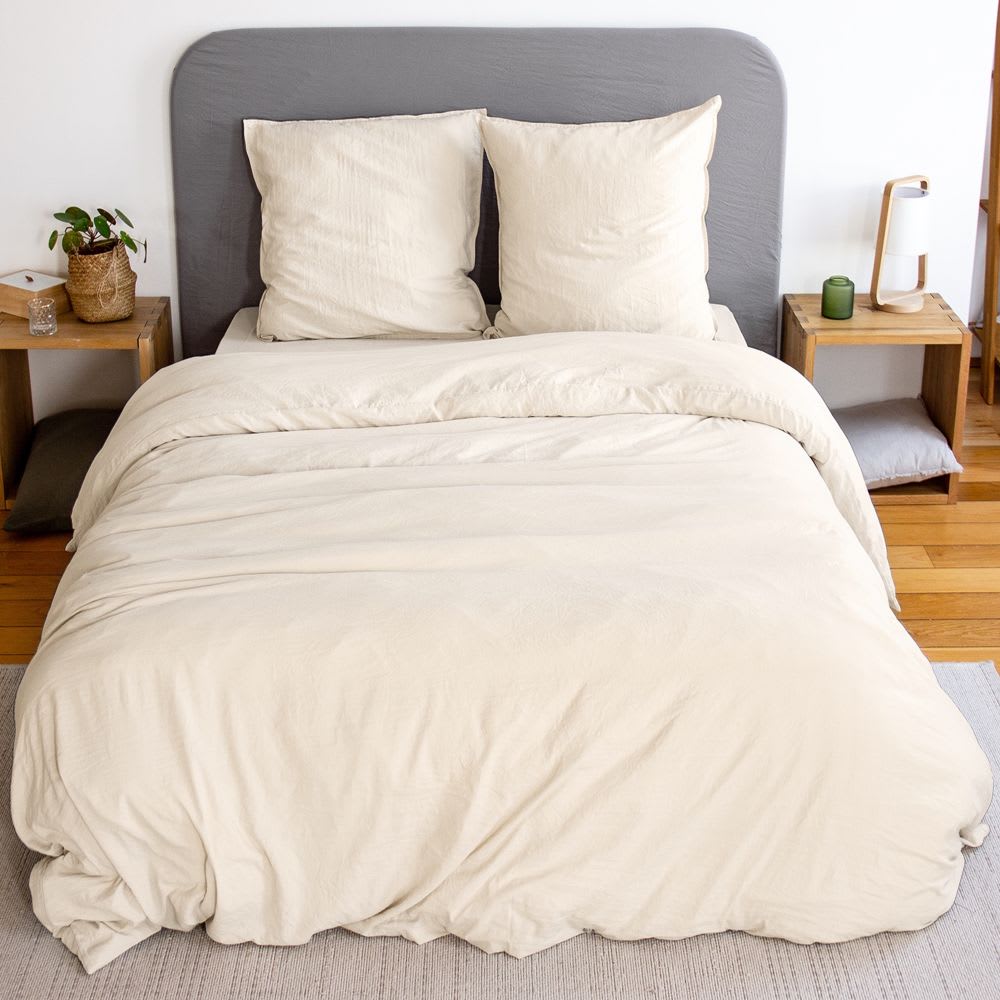 Parure de lit 2 places microfibre uni 240x260 cm