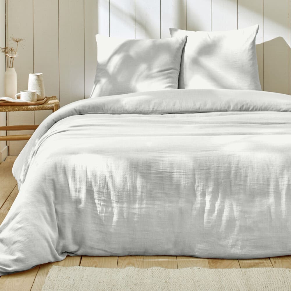 Parure housse de couette gaze de coton blanc 240x220 cm