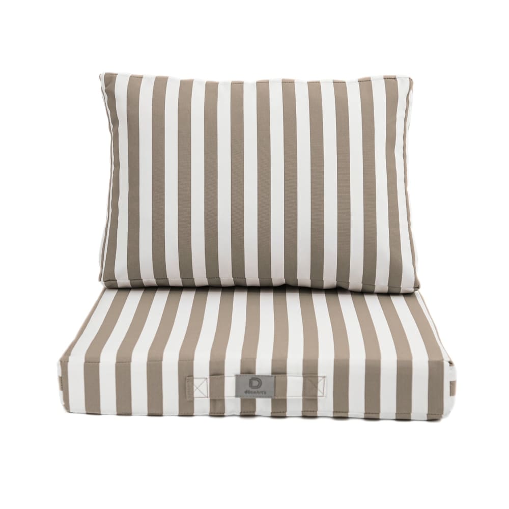 Coussins pour salon de jardin déhoussable 50x50cm rayure beige