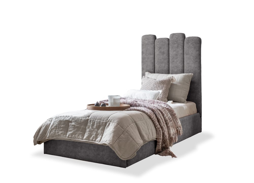 MIUFORM Polsterbett mit Bettkasten, 90cmx200cm, Grau style modern Grau Stoff