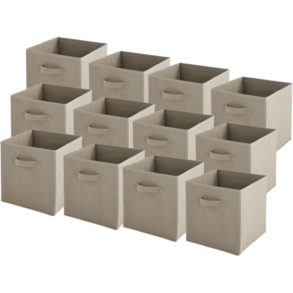 Box & beyond Set mit 12 faltbaren Stoffkörben, taupefarben, 27 x 27 x 27 cm style modern Grau Stoff