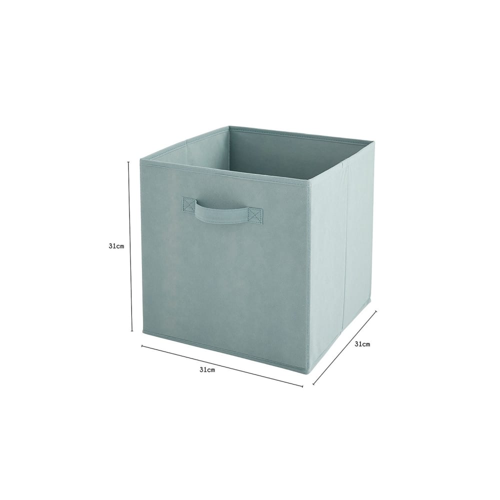 Set mit 12 faltbaren Stoffkörben, salbeigrün, Regalkorb, 31x31x31