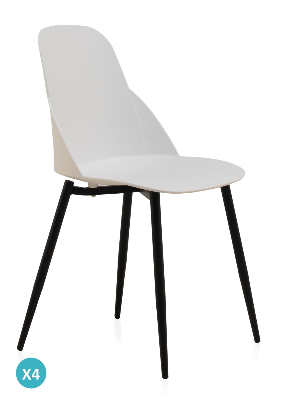 Lot de 4 chaises blanc avec pieds en métal Lot de 4 chaises blanc avec pieds en métal